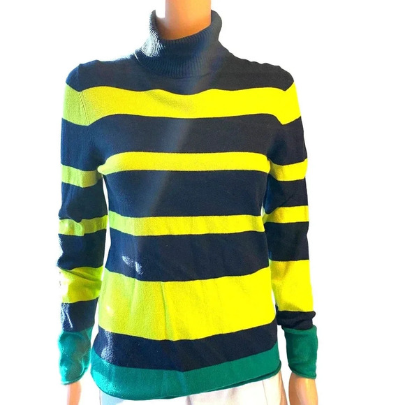 Jcp Cashmere Blend Turtle Neck Pullover Multi Color Sweater Women Size S - Picture 1 of 4